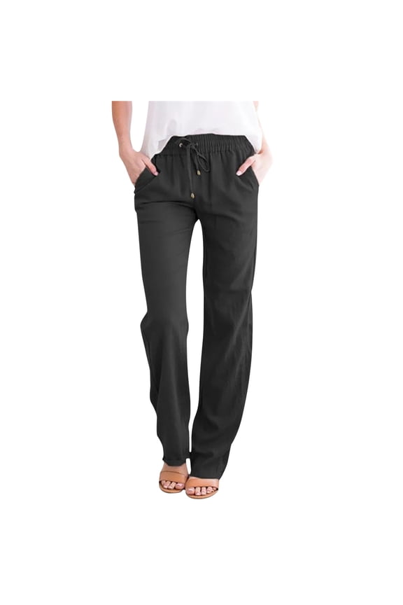 Women's Wide Leg Yoga Pants, High Waisted, Tie Knot Joggers, Casual Loose Fit, Plus Size, with Pockets, Polyester Material, S-XXL Sizes