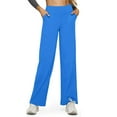 thumbnail image 1 of Women's Wide Leg Yoga Pants with Pockets High Waist Stretchy Dress Casual Sweatpants for Workout Lounge Daily Wear 2026 Blue L, 1 of 4
