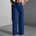 thumbnail image 1 of Women's Wide Leg dressy Pants High Waist Button Pleated stretchy Formal Work Trousers with pockets Navy 3XL, 1 of 9
