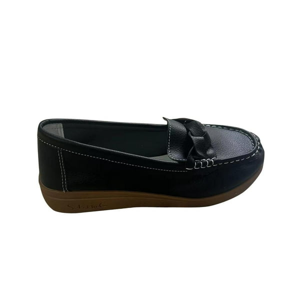 Women's Wide Loafers Casual Slip on Flat Shoes Lightweight Comfort Walking Shoes with Arch Support