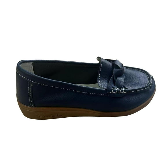 Women's Wide Loafers Casual Slip on Flat Shoes Lightweight Comfort Walking Shoes with Arch Support