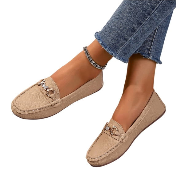 Women's Wide Loafers Casual Slip on Flat Shoes Women's Comfort Loafers with Arch Support Women Dressy Moccasins,38