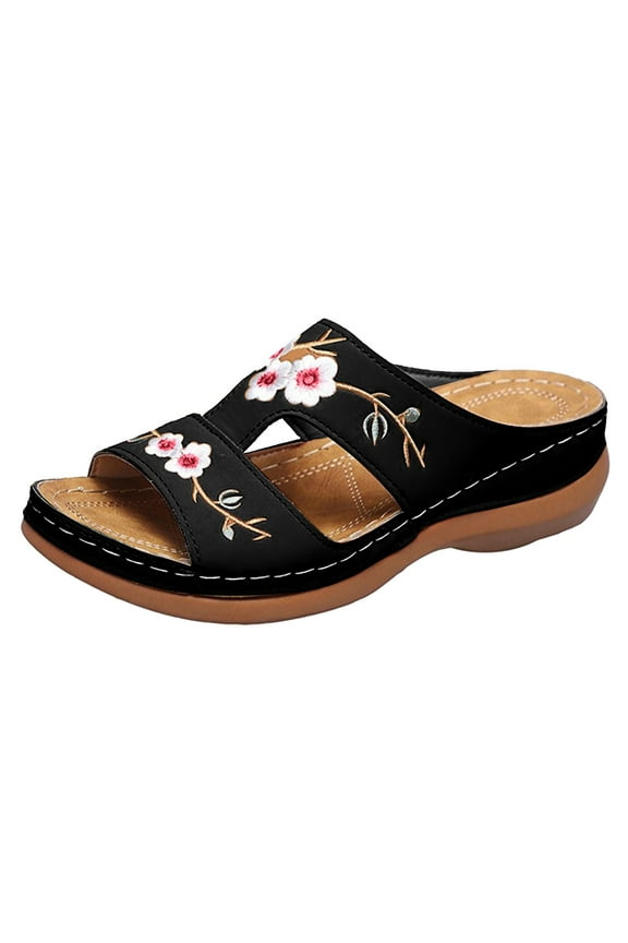 Women's Wide Orthopedic Flip Flops Memory Foam White Summer Dress Walking Shoes