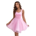 thumbnail image 1 of Women's Wide Strap Mesh Dress with Sheer Bodice and Slight Stretch 100% Polyamide Fabric for Evening Wear Event Ready, 1 of 5