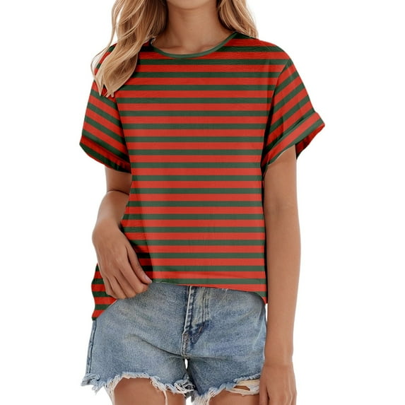 Women's Wide Striped Casual T Shirt