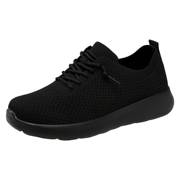 Women's Wide Toe Box Barefoot Shoes Breathable Non Slip Walking Shoes Lightweight Knit Running Lace Up Sneakers Black Size 6.5