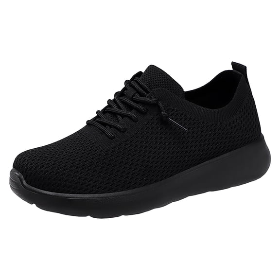 Women's Wide Toe Box Barefoot Shoes Breathable Non Slip Walking Shoes Lightweight Knit Running Lace Up Sneakers Black Size 6
