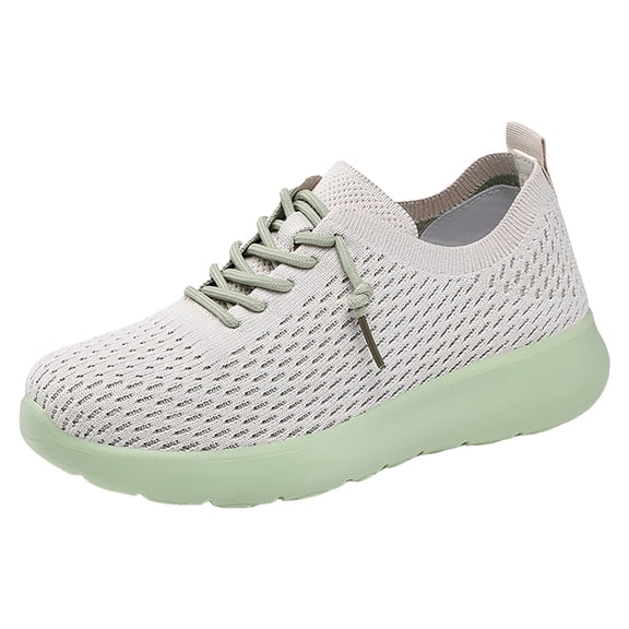 Women's Wide Toe Box Barefoot Shoes Breathable Non Slip Walking Shoes Lightweight Knit Running Lace Up Sneakers Green Size 6