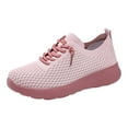 thumbnail image 1 of Women's Wide Toe Box Barefoot Shoes Breathable Non Slip Walking Shoes Lightweight Knit Running Lace Up Sneakers Pink Size 6, 1 of 7