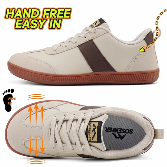 Sosenfer Barefoot Shoes for Women,Hand Free Wide Toe Box Zero Drop Walking Shoes,Lightweight Non Slip Casual Slip On Sneakers