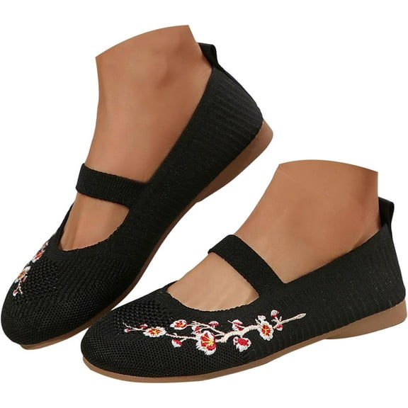 Women's Wide Toe Box Flats – Easy-On Shoes, Breathable Mesh surface & Lightweight Design for Office, Casual