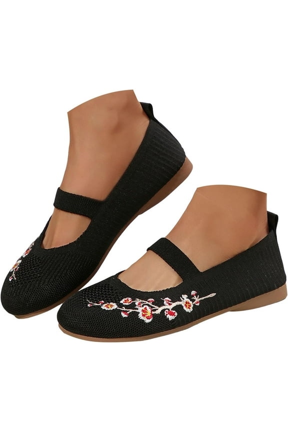 Women's Wide Toe Box Flats – Easy-On Shoes, Breathable Mesh surface & Lightweight Design for Office, Casual