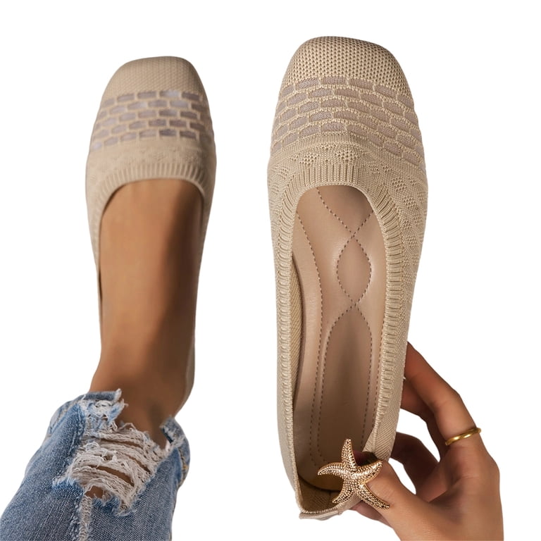 casual dress walking shoes Women's Wide Toe Box Flats Knit Ballet Flat Slip-on Womens Shoes Comfortable Walking Shoes Slip On Shoes Women Comfort _okendo:syndication_key:CL135624240 Complete Crush Medium Wash Formal shoes Color:Forest Green Burnout these shoes feature a
