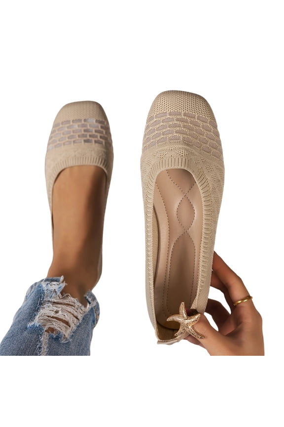 Women's Wide Toe Box Flats Shoes Knit Ballet Flat Slip-on Dress Walking Womens Casual Shoes Comfortable Walking Shoes Slip On Shoes Women Comfort Shoes for Women Arch Support Office Work Shoes 37