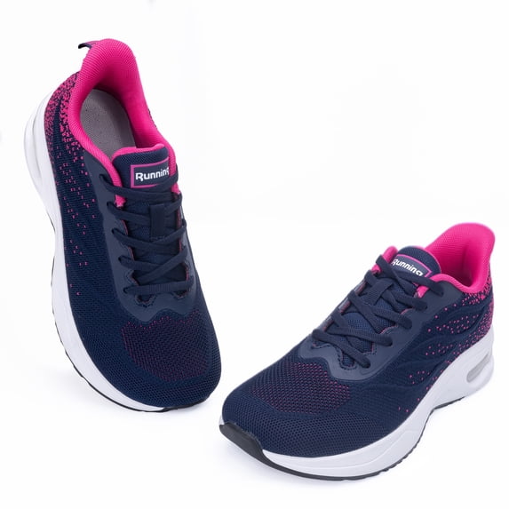 REABO Women's Wide Toe Box Slip-on Running Shoes with Arch Support,Rose/Blue, Size 6.5