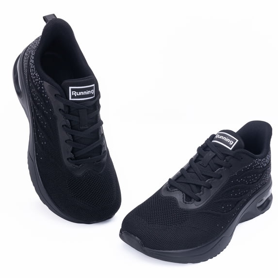 REABO Women's Wide Toe Box Slip-on Running Shoes with Arch Support,Black/Gray, Size 7