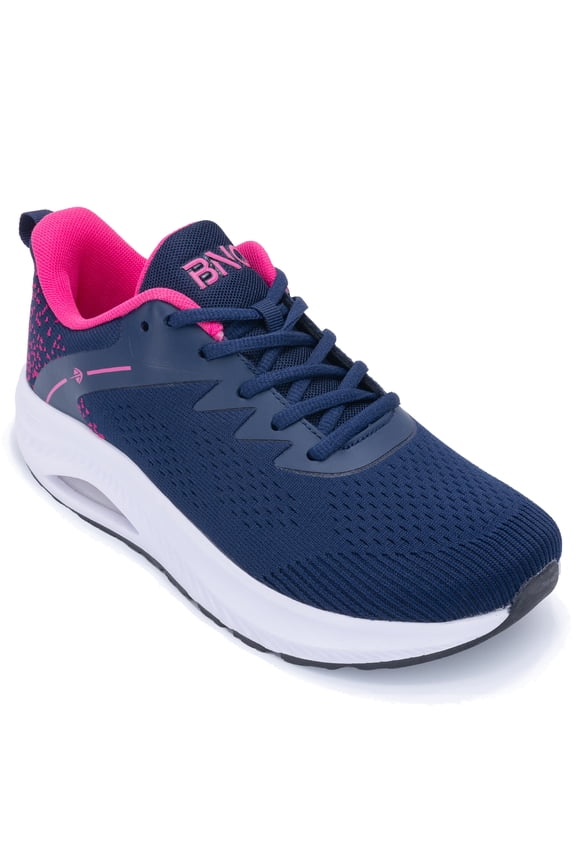 Women's Wide Toe Box Walking Shoes for Plantar Fasciitis, Arch Support Orthotic Wide Width Athletic Tennis Running Sneakers NavyPink Size 8.5