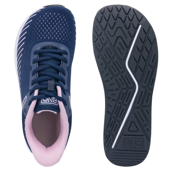 Women's Wide Walking Shoes Slip On WideToe Box Tennis Sneakers Atheltic Running Shoes NavyPink Size 10.5