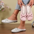 thumbnail image 1 of Women's Wide Width Bow Accent Mule Flats, Closed Toe Backless Slippers with Faux Suede Upper, Comfortable Casual Summer Shoes for Dress & Jeans, Multi-Color, 1 of 10