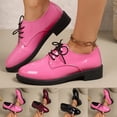 thumbnail image 1 of Women's Wide Width British-Style Oxford Shoes, Patent Leather Lace-Up Low Heel Comfortable Work Shoes for Spring & Summer, Multi-Color, 1 of 10
