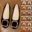 Women's Wide Width Candy Color Bow Flats, Faux Suede Pointed Toe Casual ...