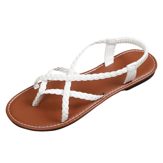 Women's Wide Width Flat Sandals, Flip Flop Casual Strapy Sandals on Summer Beach Shoes for Women.