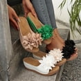 thumbnail image 1 of Women's Wide Width Floral Wedge Slide Sandals, Open Toe Platform Mules with 3D Flower Detail, Comfortable Casual Shoes for Summer, Multi-Color, 1 of 10