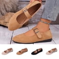 thumbnail image 1 of Women's Wide Width Mary Jane Flats, Faux Suede Round Toe Adjustable Buckle Strap Casual Dress Shoes for All Seasons, Multi-Color, 1 of 10