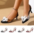 thumbnail image 1 of Women's Wide Width Slingback Heels, Pearl Bow Clear PVC Pointed Toe Pumps, Kitten Heel Dress Sandals for Spring Summer, Black/Wine Red, 1 of 10