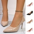 thumbnail image 1 of Women's Wide Width Stiletto Heel Pumps, Patent Leather Pointed Toe Dress Shoes, Comfortable Slip-On Office Heels for All Seasons, Multi-Color, 1 of 10