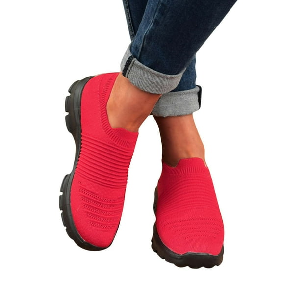 Women's Wide Width Walking Shoes Lightweight Woven Jogging Shoes Ladies Non Slip Gym Workout Sneakers