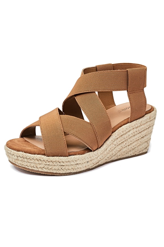 Women's Wide Width Wedge Sandals, Platform Ankle Strap Open Toe Espadrille Wedge Pump Heel Women's Sandals Concise Casual Summer Shoes.