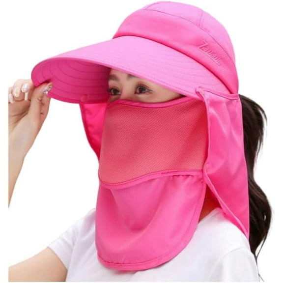 Women's Wide-brimmed Foldable Sun Hat Foldable Fishing Hat Sun Hat with Visor Neck Flap Sun Hat