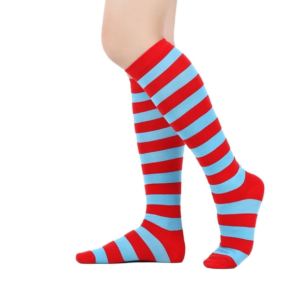 Women's Wide-stripe Calf Socks, Mid-calf And Knee-high Socks, Bold Striped Casual Socks, Sky Blue