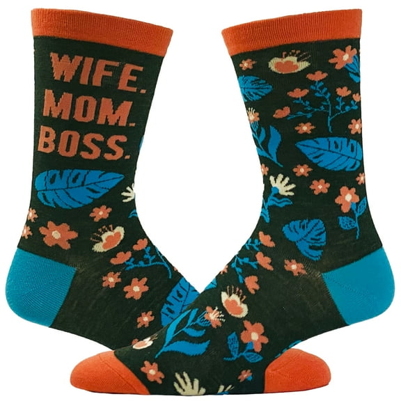 Women's Wife Mom Boss Socks Funny Mothers Day Gift for Awesome Mama Graphic Novelty Footwear