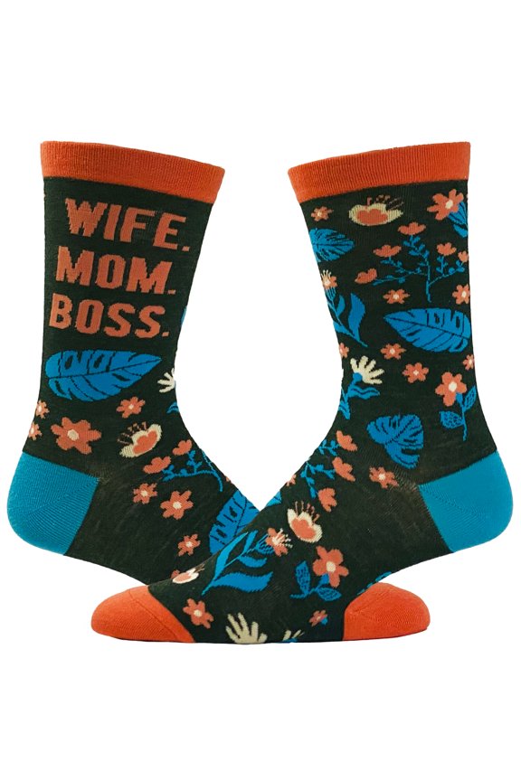Women's Wife Mom Boss Socks Funny Mothers Day Gift for Awesome Mama Graphic Novelty Footwear