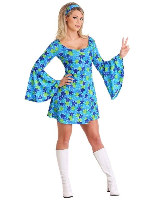 Women's Wild Flower 70s Disco Dress Costume