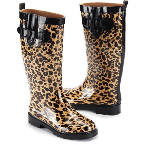 Women's Wild Leopard Rain Boots - Walmart.com
