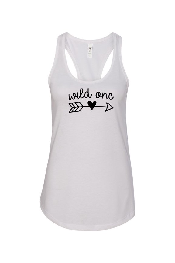 Women's Wild One Ladies Fit Racerback Tank Top-White-xs