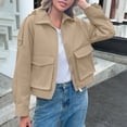 thumbnail image 1 of Women's Windbreaker Jacket, Casual Long Sleeve Lapel Coat with Zipper, Solid Color Outerwear for Winter, Ideal for Leisure and Daily Use, 1 of 7