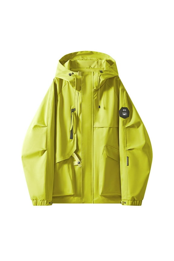 Women’s Windbreaker Jacket with Hood Fashion Women's Casual Solid Color Hooded Jacket Long Sleeve Hooded Blouse Army Green 2XL