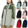 thumbnail image 1 of Women's Windbreaker Jacket Hooded Coat with Zipper Pockets Long Sleeve Outerwear for Casual Daily Wear Travel Hiking Fashion Essential for Women | CSEONE,Black XL, 1 of 7