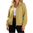thumbnail image 1 of Women's Windbreaker Jackets without Hood Full Zip Stand Lapel Collar Windproof Waterproof Nylon Fall Coat (M, Yellow), 1 of 7
