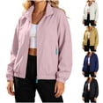 thumbnail image 1 of Women's Windbreaker Jackets without Hood Full Zip Stand Lapel Collar Windproof Waterproof Nylon Fall Coat (XL, Pink), 1 of 8