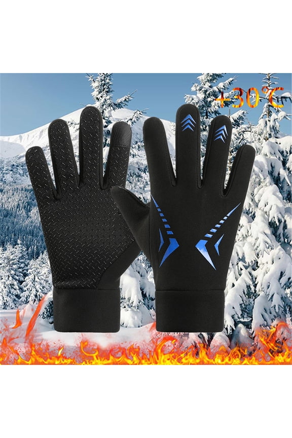 Women's Windproof Anti-Slip Winter Gloves, Warm Riding Gloves for Cycling Skiing Outdoor, Thermal Cold Weather Gloves for Daily Use Blue