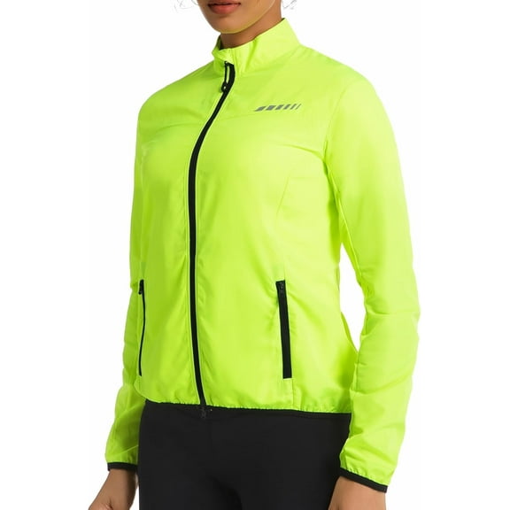 Leopatrix Women's Windproof Cycling Jacket Running Hiking Bike Windbreaker with Reflective Element and 2 Zipper Pockets for Running, Cycling & Hiking