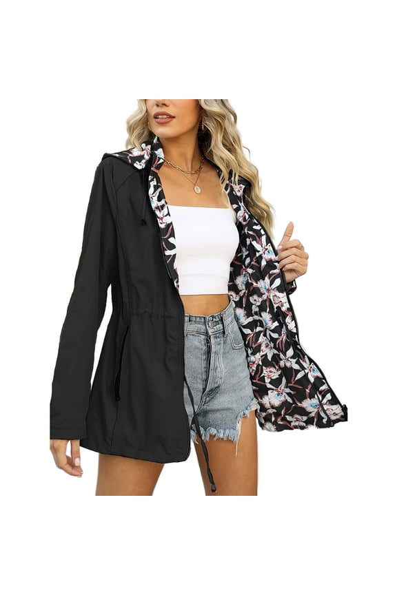 Women's Windproof Jacket Daily Wear Women Waterproof Hooded Jacket All-Match Leisure Two-Way Wear Three-In-One Outdoor Mountaineering Clothing Waterproof Long-Sleeved Hooded Casual Coat/Jacket