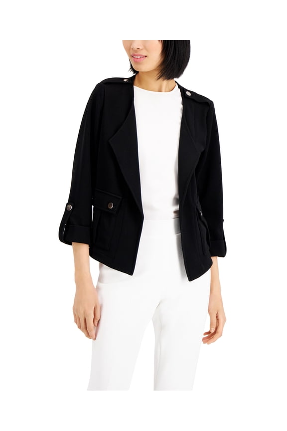 Women's Wing-Collar Cardigan Jacket Black XS