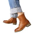thumbnail image 1 of Women's Wingtip Oxford Boot Low Heel Combat Boots Side Zip Motorcycle Ankle Boots Dressy Lace up Short Booties, 1 of 7