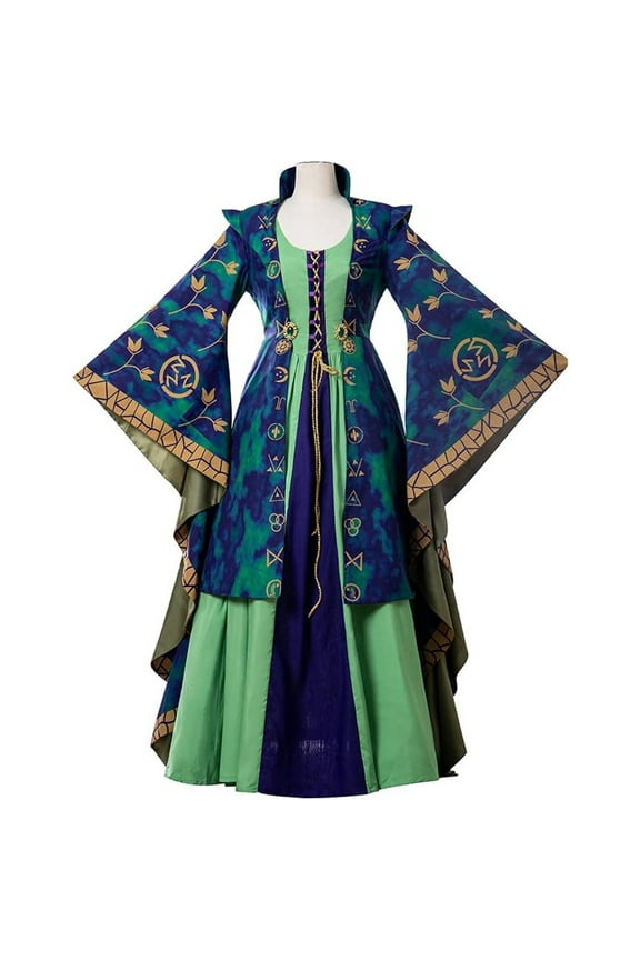 Women's Winifred Sanderson Witch Robe Dress – Green Vintage Costume for Halloween & Theme Parties